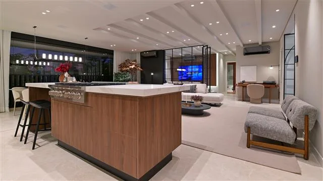 Belgravia Campinas — cozinha do apartamento decorado com acabamento de alto padrão