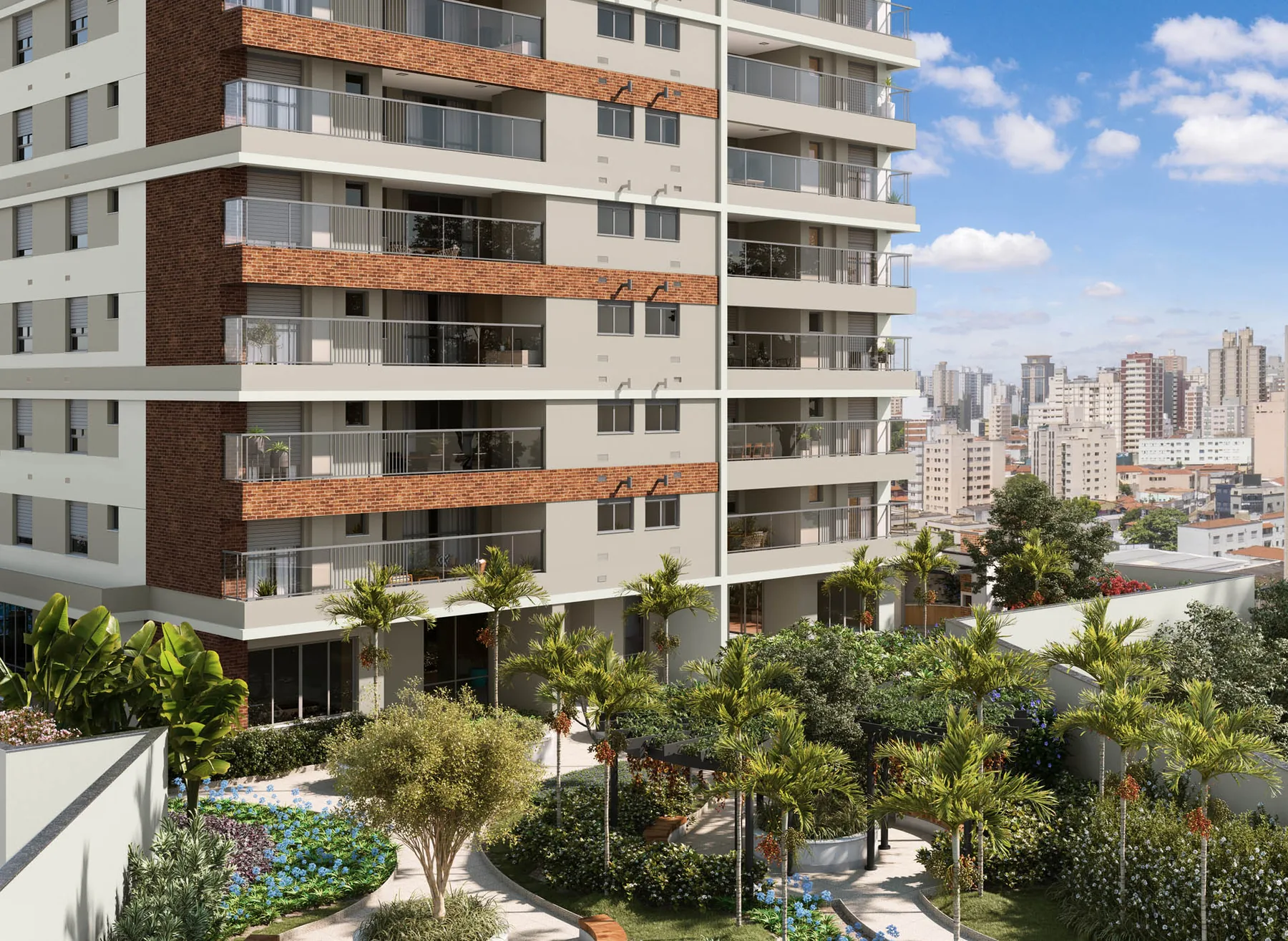 Yard Cambuí Campinas — praça de chegada do condomínio no Cambuí, em Campinas