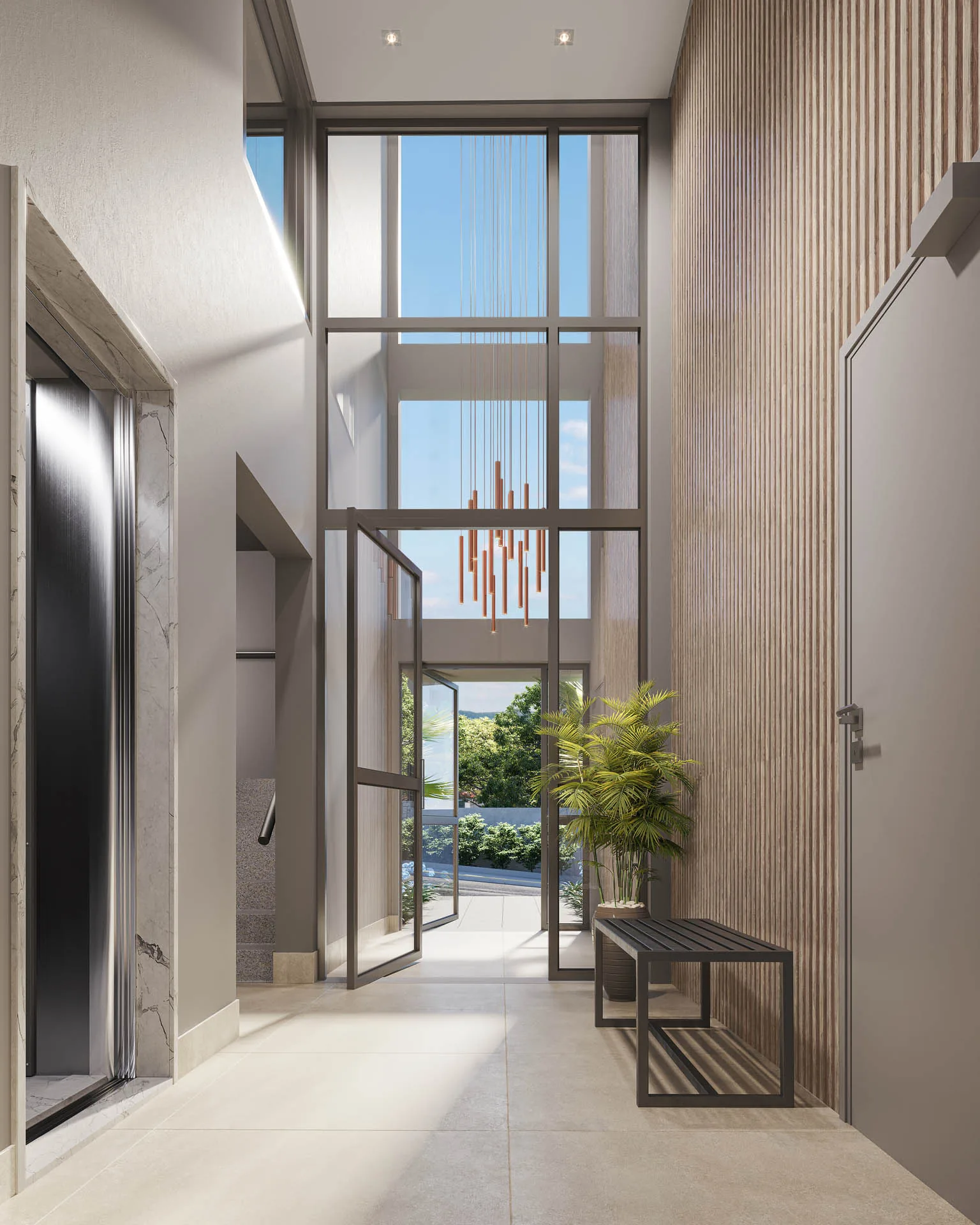 Yard Cambuí Campinas — hall de entrada do edifício de alto padrão no Cambuí, em Campinas