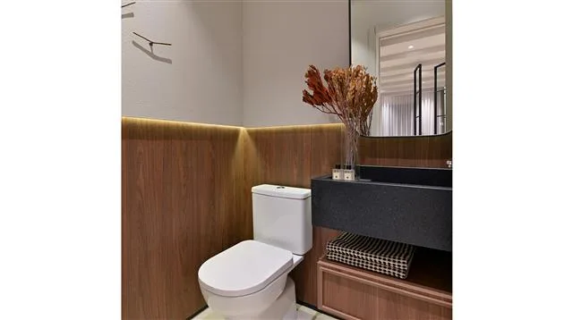 Belgravia Campinas — lavabo do apartamento decorado de alto padrão