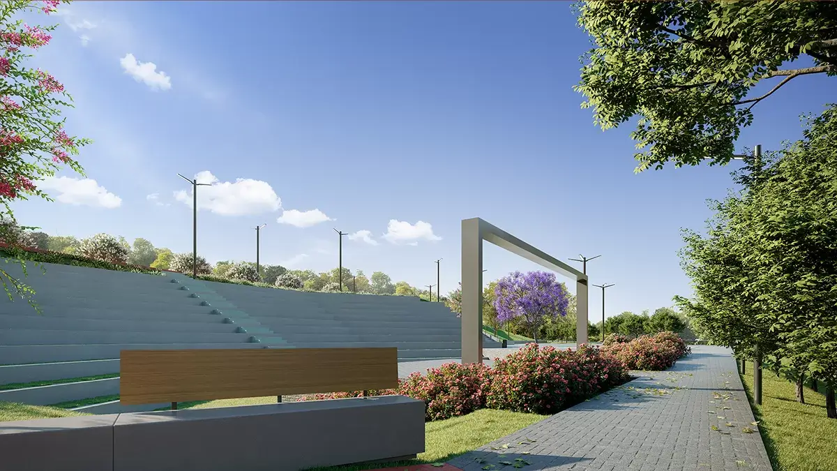Universo Riva Campinas — anfiteatro de convivência do Parque Alphaville, em Campinas/SP
