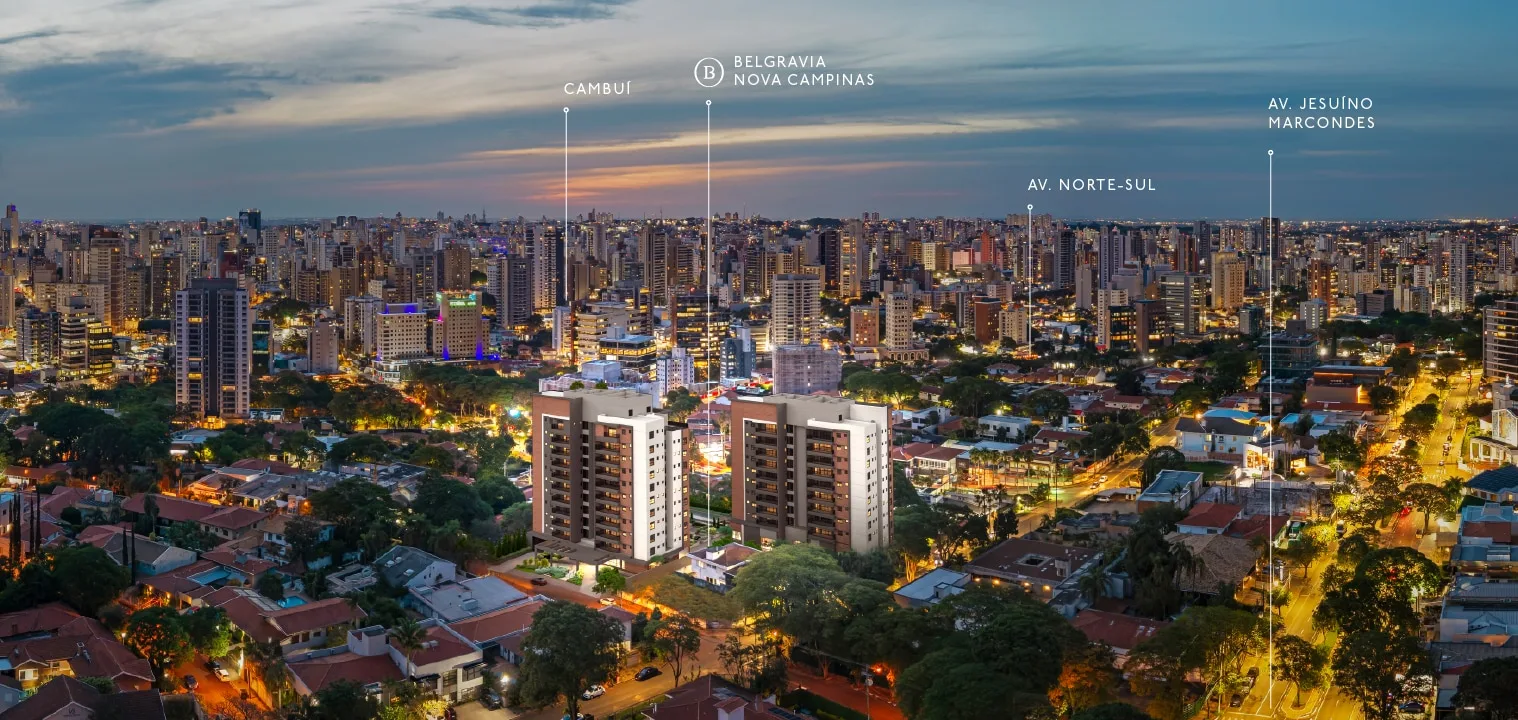 Belgravia Campinas — mapa ilustrativo da localização na Rua Sir Alexander Fleming, Nova Campinas