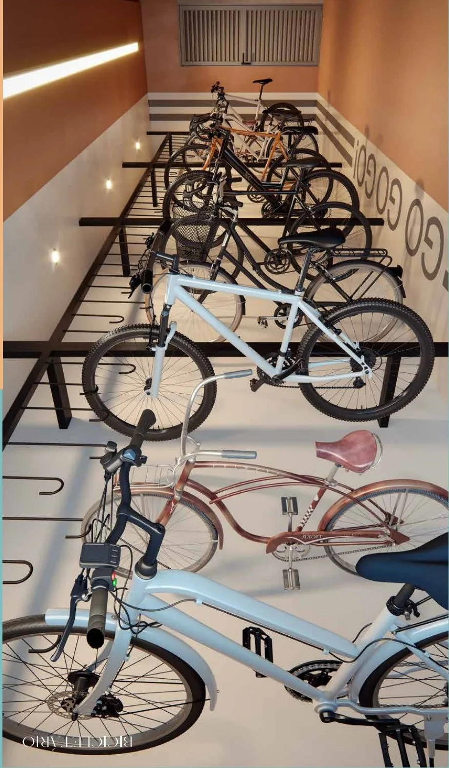 Lazur Mansões Campinas — bicicletário decorado do condomínio no Mansões Santo Antônio, em Campinas