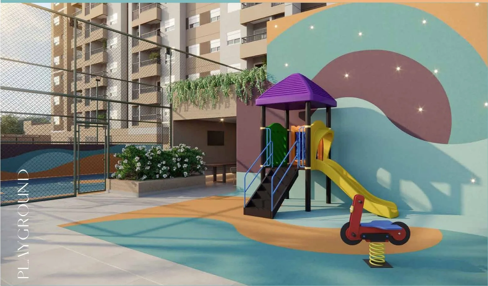 Lazur Mansões Campinas — playground infantil do condomínio no Mansões Santo Antônio, em Campinas